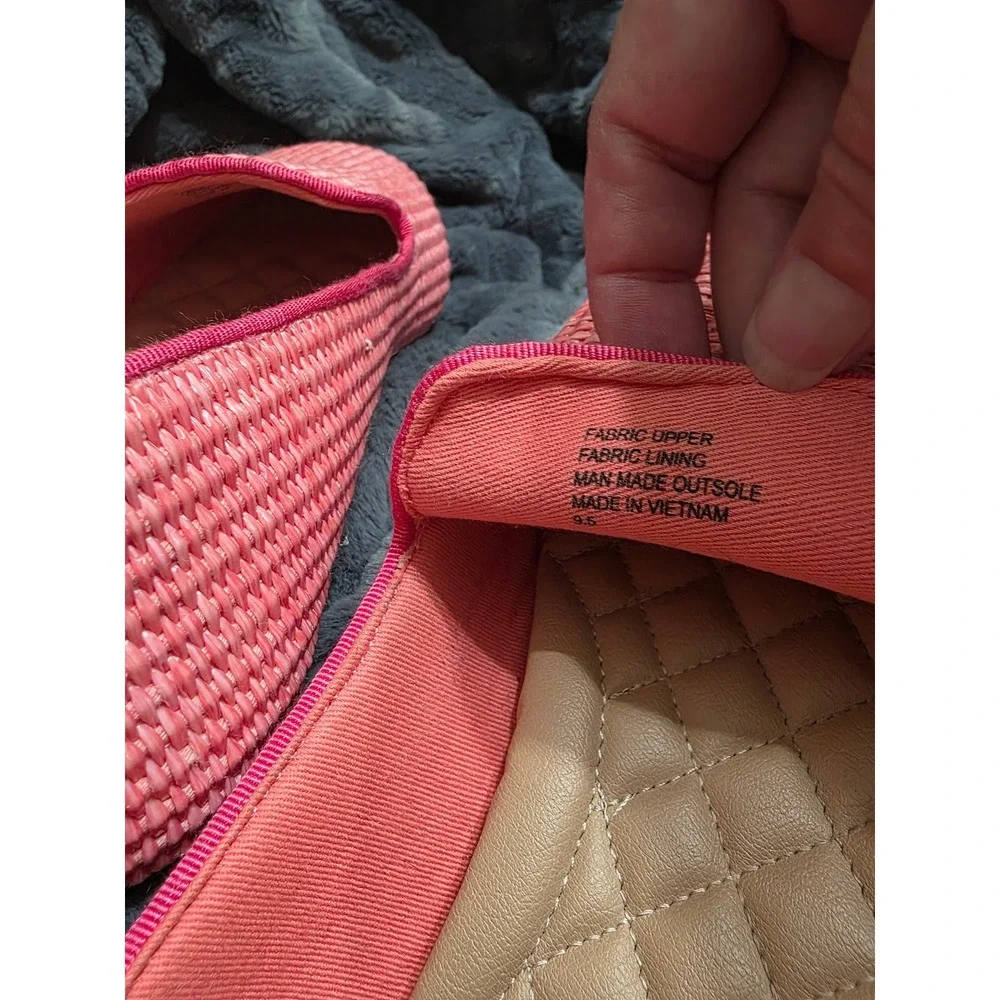 Birdies Starling Pink Woven Raffia Loafers Smoking Slippers Womens 9.5